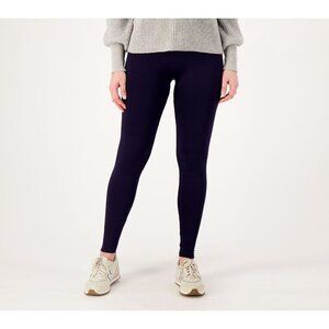 Breezies Seamless Tummy Smoothing Legging Print or Solid Navy,M